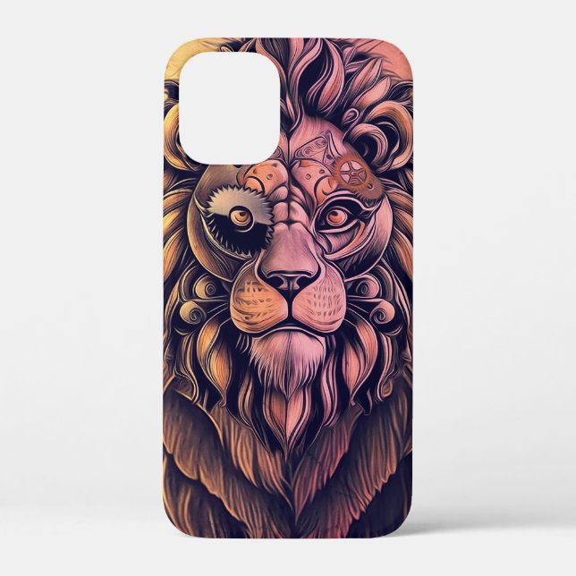 Coques Case-Mate iPhone Steampunk Couleur Gradient Lion Rustique (Verso)