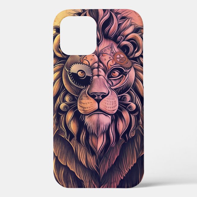 Coques Case-Mate iPhone Steampunk Couleur Gradient Lion Rustique (Verso)