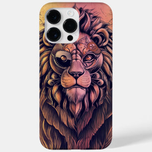 Coque Pour Pour iPhone 14 Pro Max Steampunk Couleur Gradient Lion Rustique