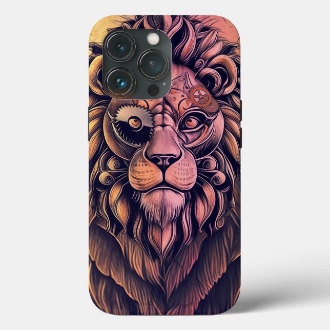 Coques Case-Mate iPhone Steampunk Couleur Gradient Lion Rustique (Verso)