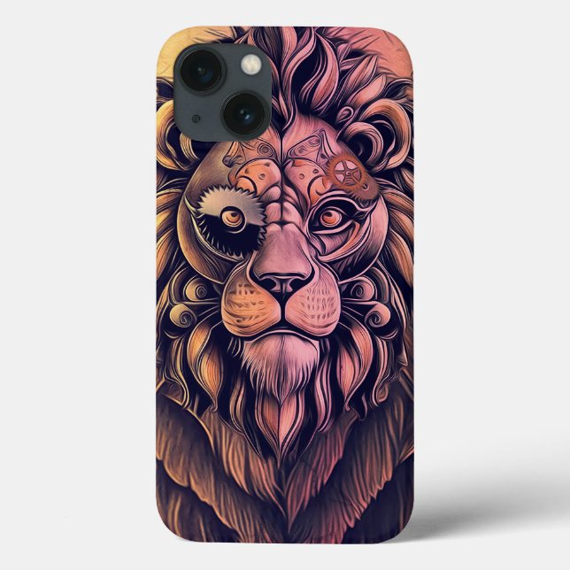 Coques Case-Mate iPhone Steampunk Couleur Gradient Lion Rustique (Verso)