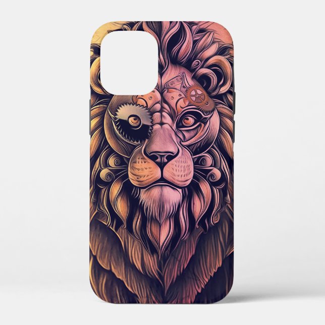 Coques Case-Mate iPhone Steampunk Couleur Gradient Lion Rustique (Verso)