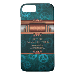 Coques Pour iPhone Steampunk cuivre et argent sur les cogs turquoises