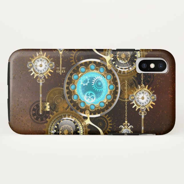 Coques Case-Mate iPhone Steampunk Rusty Background (Dos (Horizontal))
