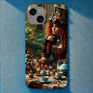 Coque Pour iPhone 14 Steampunk Vintage Victorian Lady Mad Hatter
