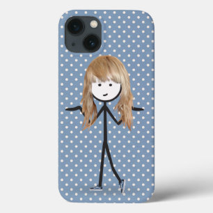 Case-Mate iPhone Case Stick Girl avec cheveux blonds sur les points