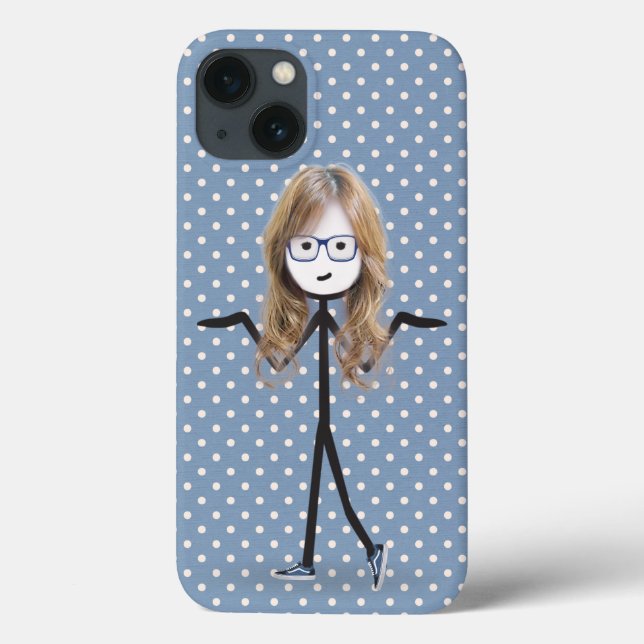 Coques Case-Mate iPhone Stick Girl avec cheveux blonds sur les points (Verso)