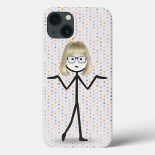 Case-Mate iPhone Case Stick Girl avec lunettes bleues sur Pois