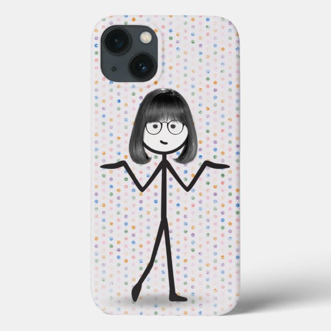 Coques Case-Mate iPhone Stick Girl avec lunettes sur Pois (Verso)