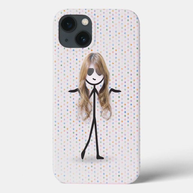 Coques Case-Mate iPhone Stick Girl with Hair on Dots (Verso)