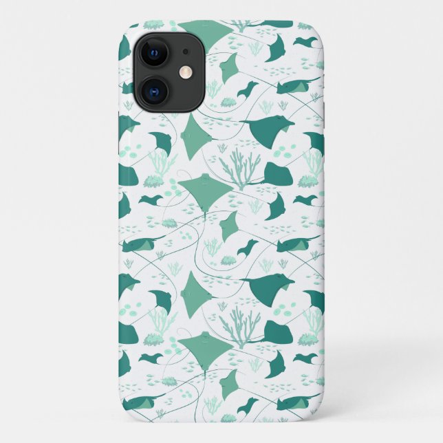 Coques Case-Mate iPhone Stingray Manta Ray Aquarium Bleu blanc (Dos)