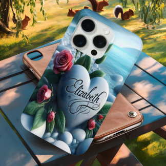 Coque iPhone 15 Pro Stone Heart au bord du lac