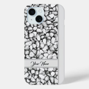 Coque Pour iPhone 15 Stones Gris Naturelles Beach Rocks Changer de nom