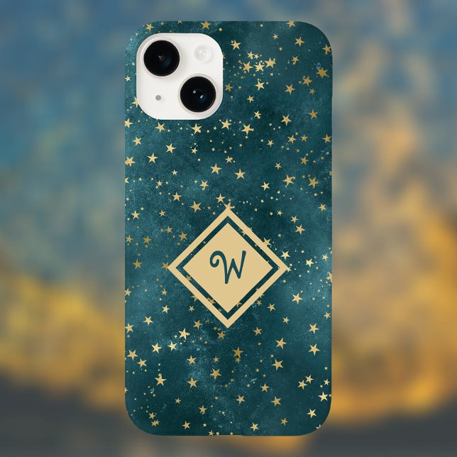 Coques Case-Mate iPhone Stress Night Space Design avec Monogramme Or (Créateur téléchargé)