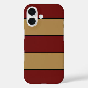 Coque Pour iPhone 16 Stripes Classiques Rouge Et Or De Noël