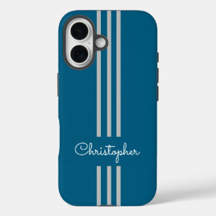 Coque Pour iPhone 16 Stripes de course à la mode moderne monogrammed