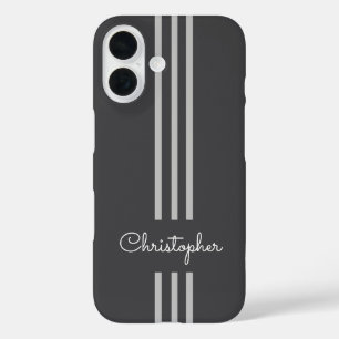 Coque Pour iPhone 16 Stripes de course à la mode moderne monogrammed