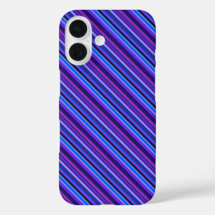 Coque Pour iPhone 16 stripes en bleu et purple
