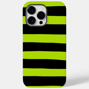 Coque Pour Pour iPhone 14 Pro Max Stripes inégales - Lime vert et noir