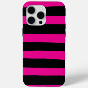 Coque iPhone 15 Pro Max Stripes inégales - Magenta et noir