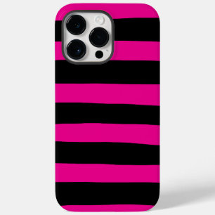 Coque Pour Pour iPhone 14 Pro Max Stripes inégales - Magenta et noir