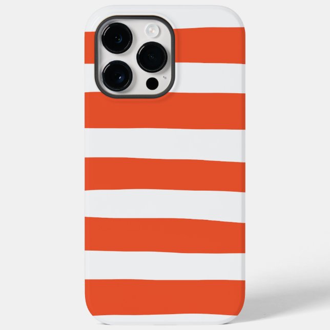 Coques Case-Mate iPhone Stripes inégales - Orange et blanc (Verso)