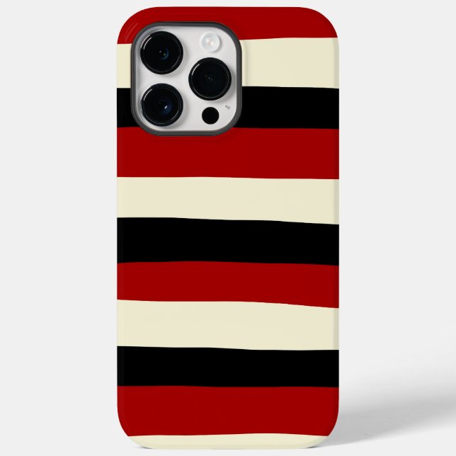 Coques Case-Mate iPhone Stripes inégales - Rouge et Crème (Verso)