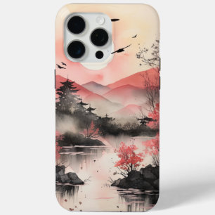 Coque iPhone 15 Pro Max Style Aquarelle Japandi Paysage Paysage