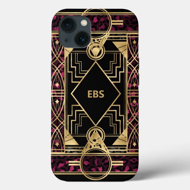 Coques Case-Mate iPhone Style Art Déco épuré violet et or (Verso)