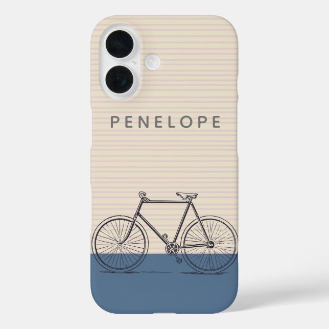 Coques Case-Mate iPhone Style Bike Dessin Blush et bleu Personnalisé (Verso)