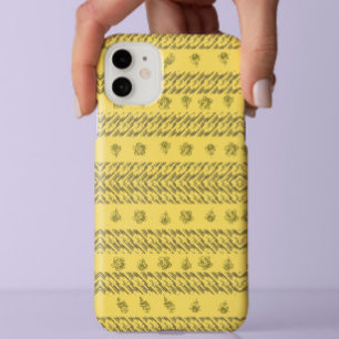 Case-Mate iPhone Case Stylé bleu rayures noir Floral jaune esthétique