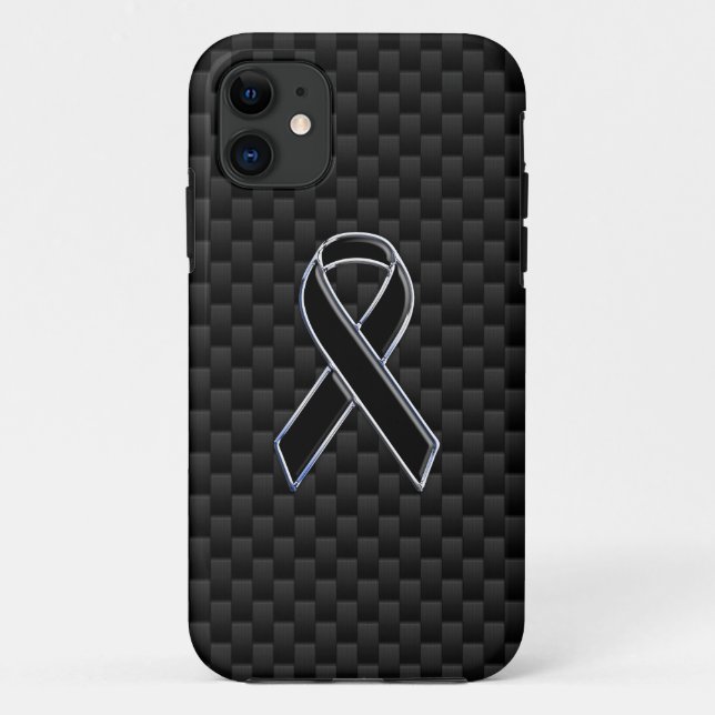 Coques Case-Mate iPhone Style Chrome Noir Sensibilisation au ruban Carbone (Dos)