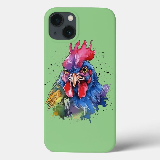 Coques Case-Mate iPhone Style d'aquarelle de poulet du coq du pays (Verso)