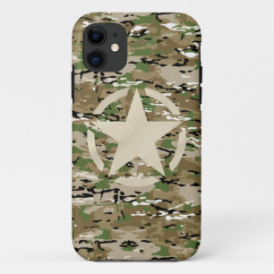 Coque iPhone 11 Style de balise Star Stencil sur style Camo