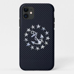 Coque iPhone 11 Style de fibre de carbone bleu Chrome Comme drapea
