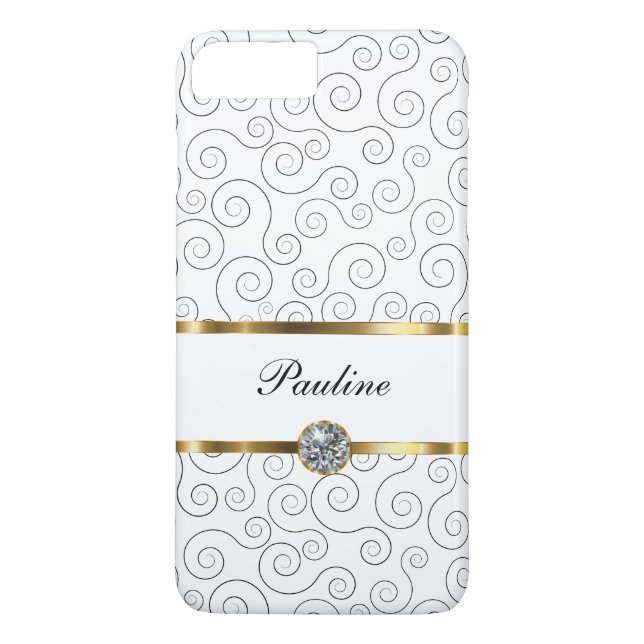 Coques Case-Mate iPhone Style de luxe de Bling de monogramme (Dos)