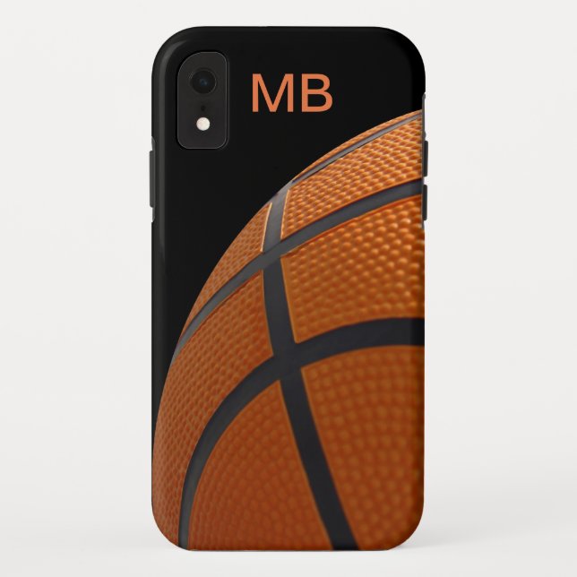 Coques Case-Mate iPhone Style de monogramme du basket-ball des hommes (Dos)