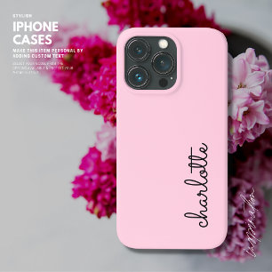 Case-Mate iPhone Case Style de script rose clair simple moderne Monogram