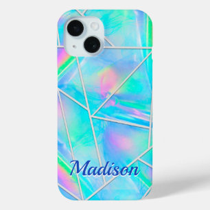 Coque Pour iPhone 15 Style holographique élégant géométrique