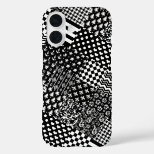 Coque Pour iPhone 16 Style minimaliste Motif mixte noir blanc