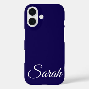 Coque Pour iPhone 16 Style moderne classique Customisé Nom bleu foncé