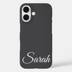 Coque Pour iPhone 16 Style moderne classique Customisé Nom gris couleur