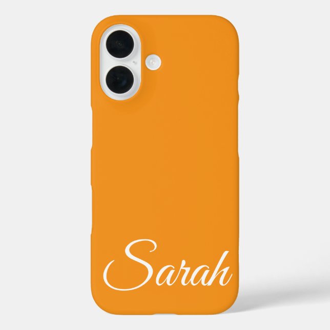 Coques Case-Mate iPhone Style Moderne Classique Customisé Nom Orange. (Verso)