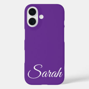 Coque Pour iPhone 16 Style Moderne Classique Customisé Nom Purple.