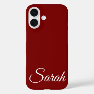 Coque Pour iPhone 16 Style moderne classique Customisé Nom rouge foncé