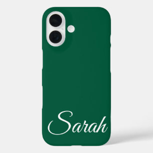 Coque Pour iPhone 16 Style moderne classique Customisé Nom Vert foncé