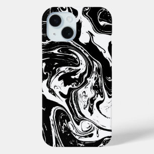 Coque Pour iPhone 15 Style noir et Marbre blanc iPhone 15