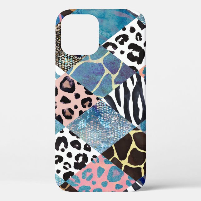 Coques Case-Mate iPhone Style Patchwork, motif de collage aquarelle. (Verso)
