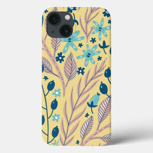 Coques Case-Mate iPhone Style Surreal Foliage Rose Bleu sur Beige tendance (Verso)