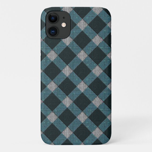 Coques Case-Mate iPhone Style Tartan en cyano gris et relief sculpté clair (Dos)